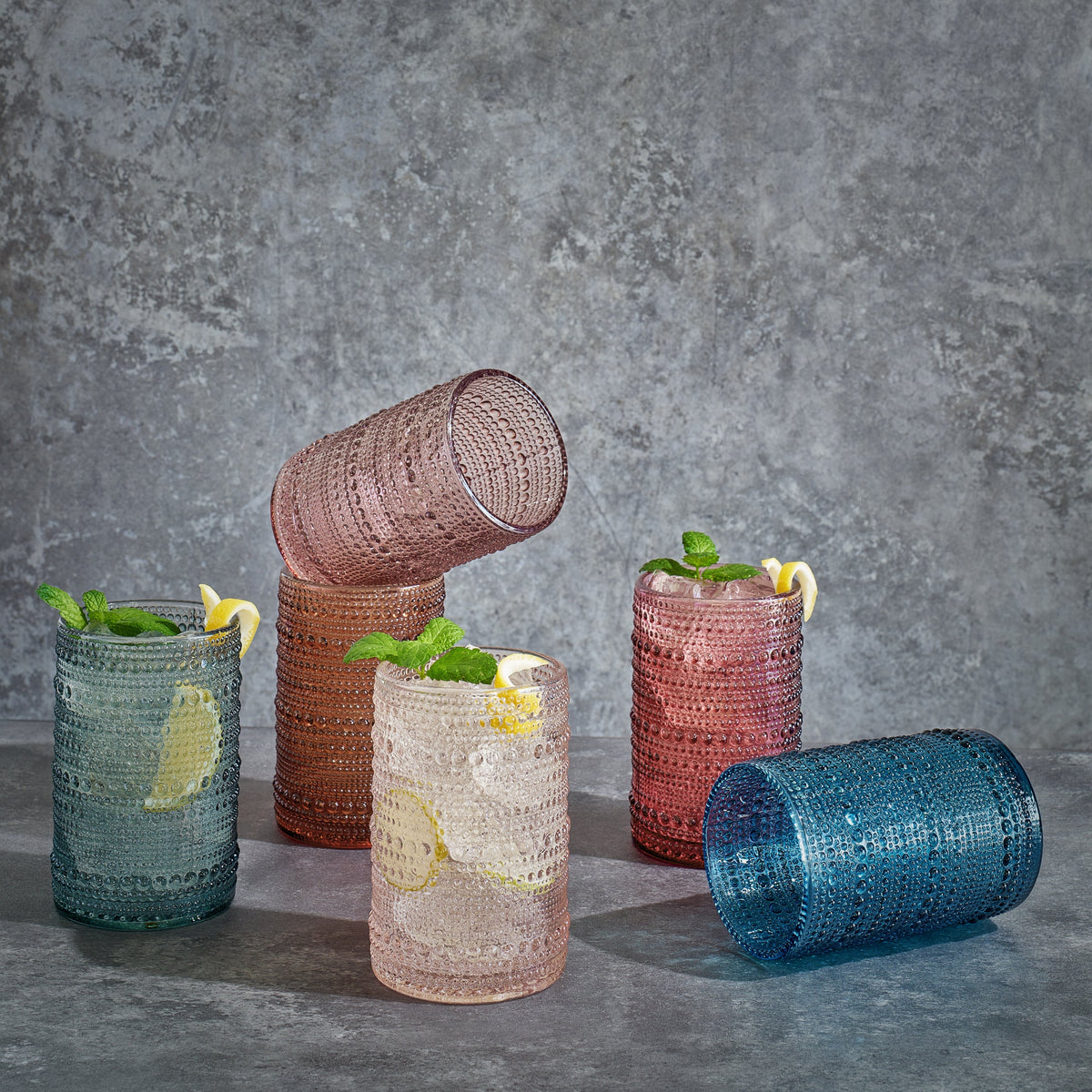 Khen Site Tonal Hobnail Highball Glassware - view 3