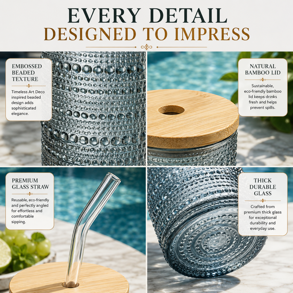 Khen Site Tonal Hobnail Highball Glassware - view 4