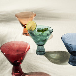 Khen Site Tonal Ribbed Martini Cocktail Glassware - view 2