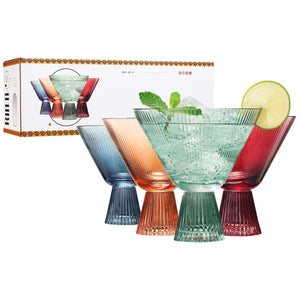 Khen Site Tonal Ribbed Martini Cocktail Glassware - view 3