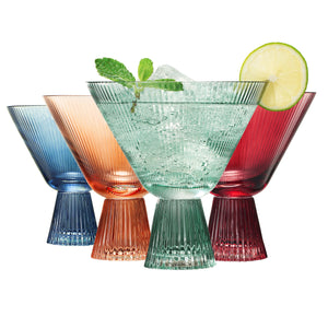 Tonal Ribbed Martini Cocktail Glassware, Set of 4 | Khen Site