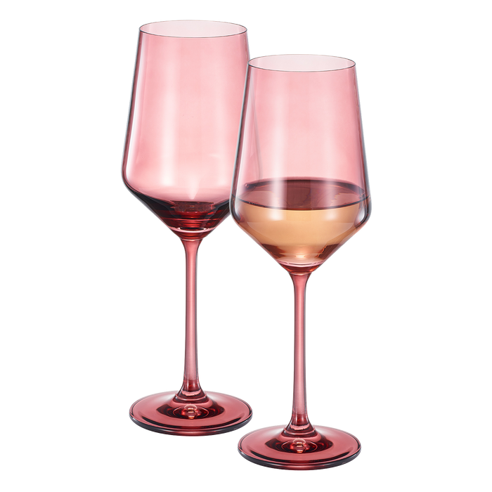 Tonal Stemmed Wine Glassware, Cranberry Red, Set of 2 | Khen Site