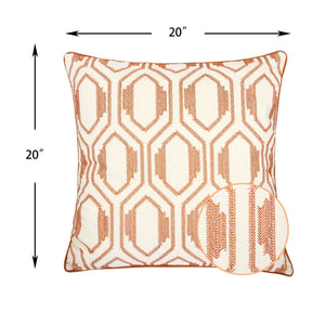 Kingray Geometric Embroidered Throw Pillow with Cotton Texture - view 2
