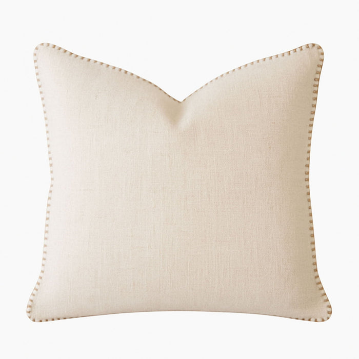 Kingray Ivory Throw Pillow with Decorative Stitching
