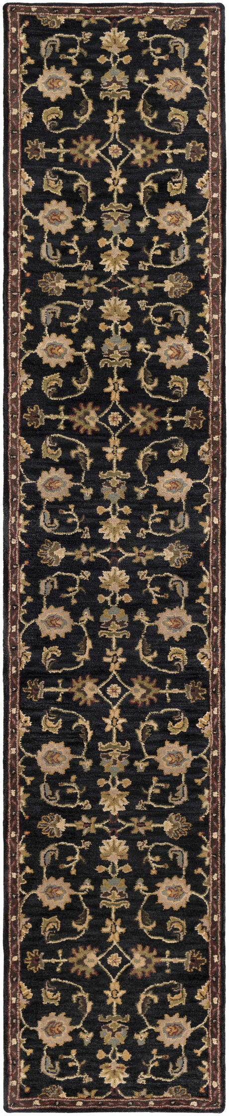 Kittredge Floral Black Wool Rug