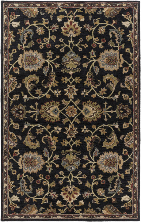 Kittredge Floral Black Wool Rug