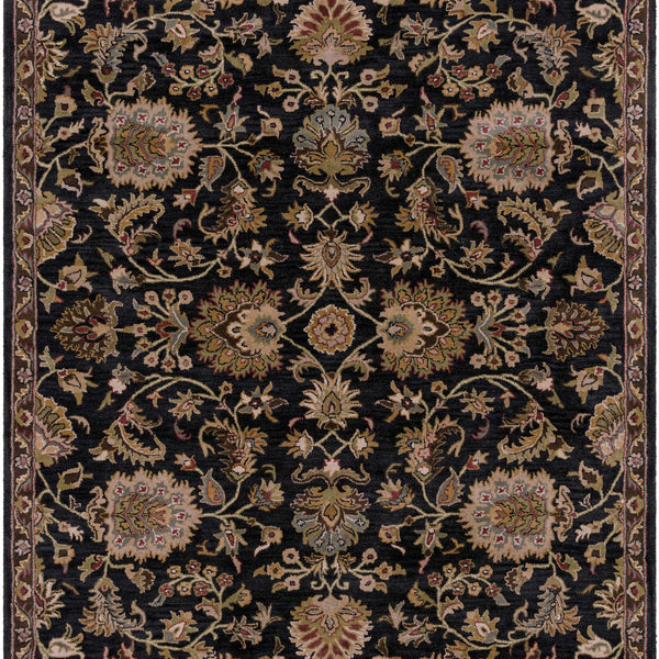 Kittredge Floral Black Wool Rug