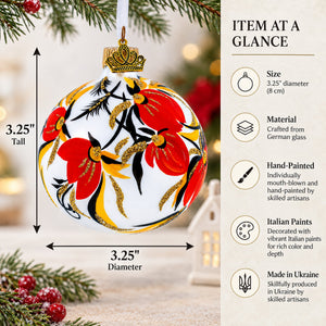 Adonis Flowers in White Glass Ball Christmas Ornament