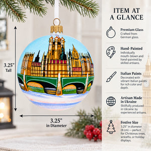 Big Ben, London, United Kingdom Glass Ball Christmas Ornament 3.25 Inches