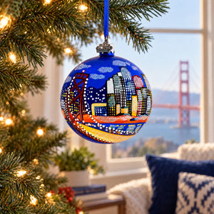 San Francisco, California Glass Ball Christmas Ornament 4 Inches