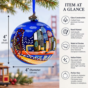 San Francisco, California Glass Ball Christmas Ornament 4 Inches