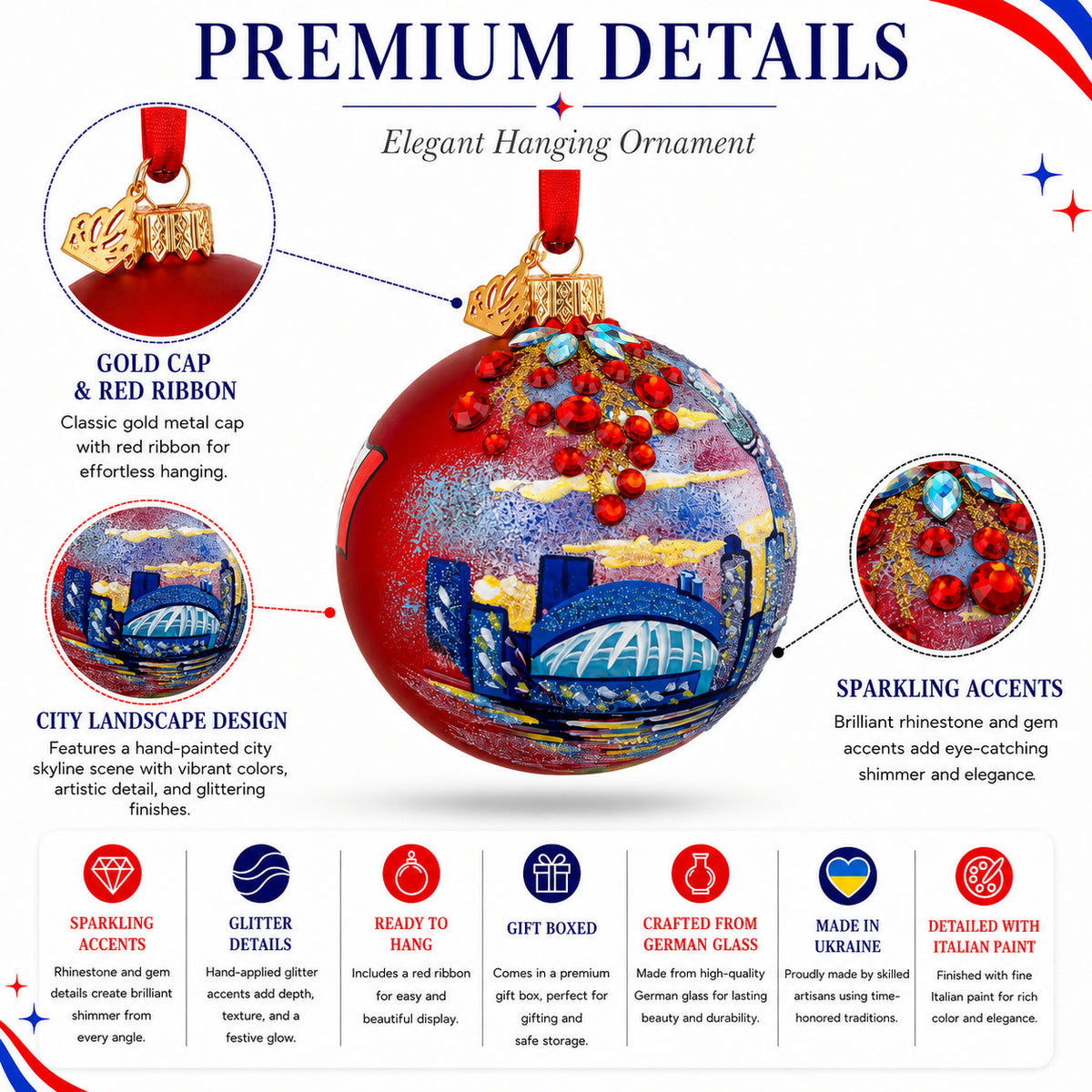 CN Tower, Toronto, Canada Glass Ball Christmas Ornament 3.25 Inches