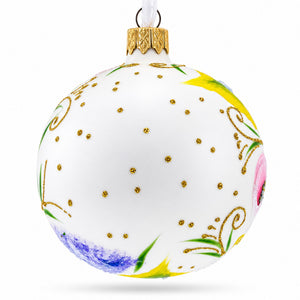 Exquisite Roses Glass Ball Christmas Ornament 3.25 Inches
