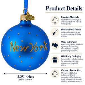 Times Square, New York City Glass Ball Christmas Ornament 3.25 Inches