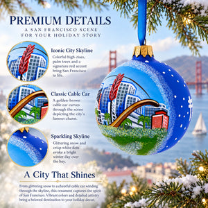 San Francisco, California Glass Ball Christmas Ornament 3.25 Inches