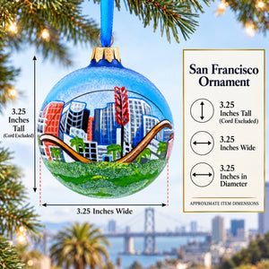 San Francisco, California Glass Ball Christmas Ornament 3.25 Inches