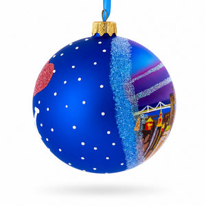 New York City at Night Glass Ball Christmas Ornament 4 Inches