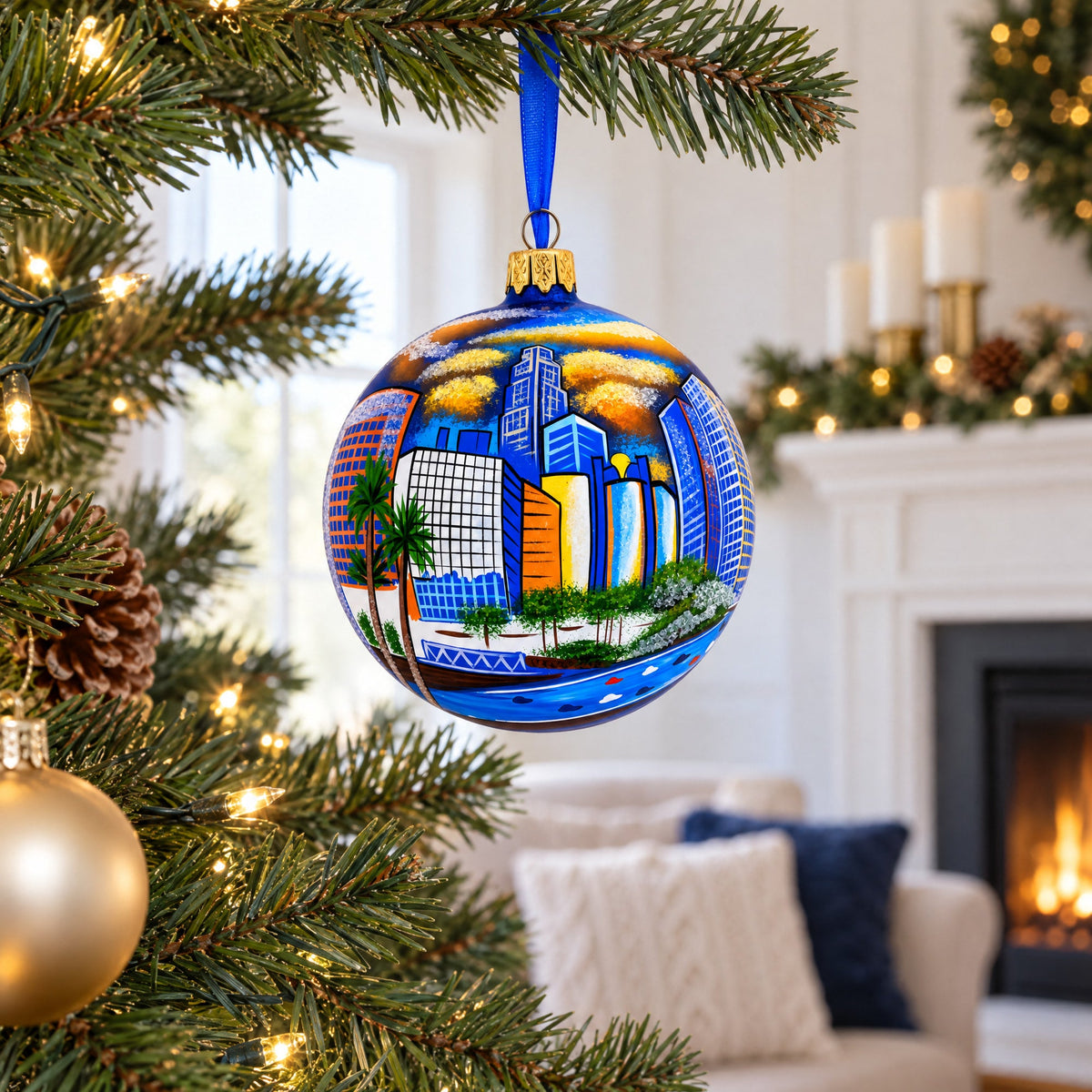 I Love Los Angeles, California Glass Ball Christmas Ornament 4 Inches