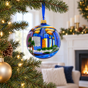 I Love Los Angeles, California Glass Ball Christmas Ornament 4 Inches