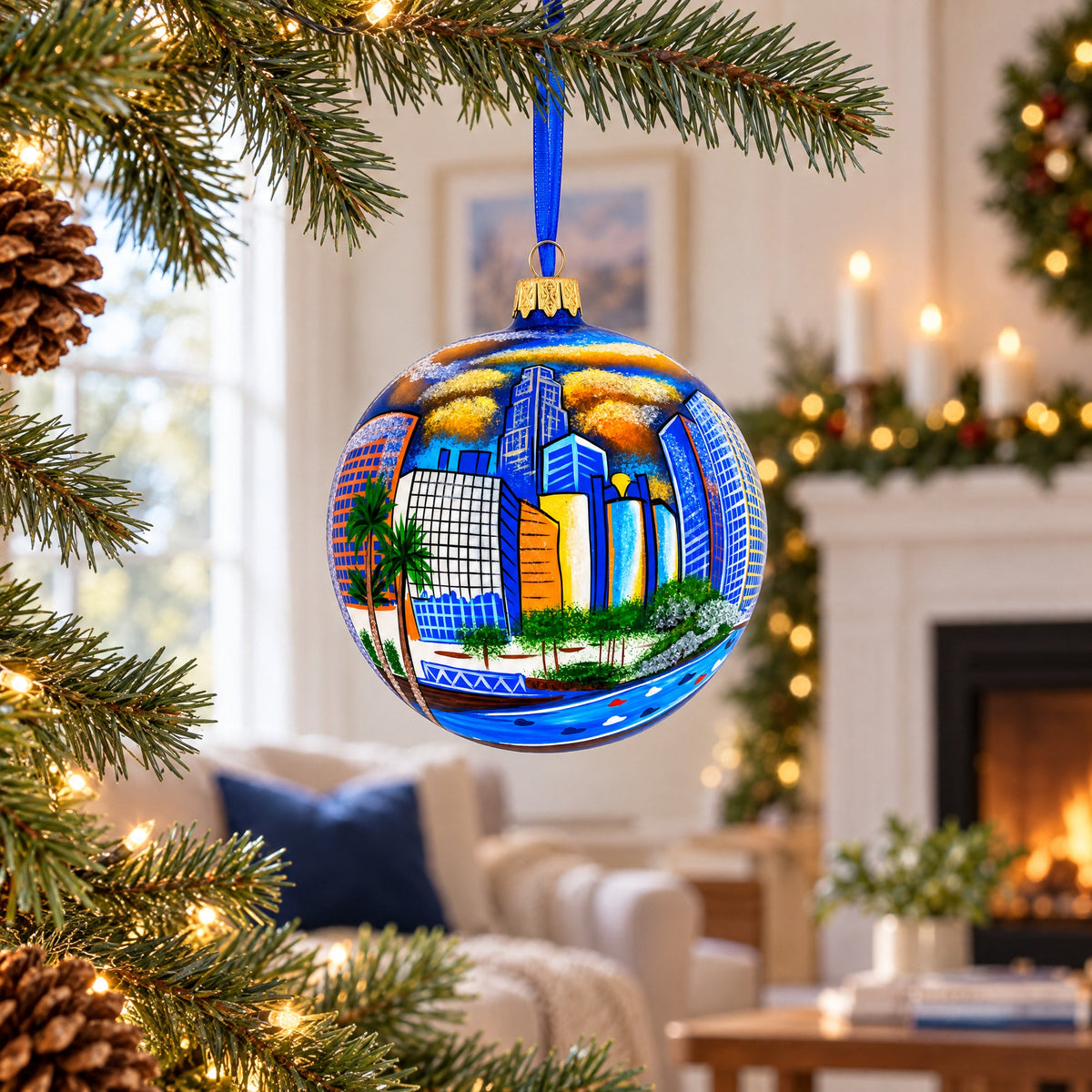 I Love Los Angeles, California Glass Ball Christmas Ornament 4 Inches