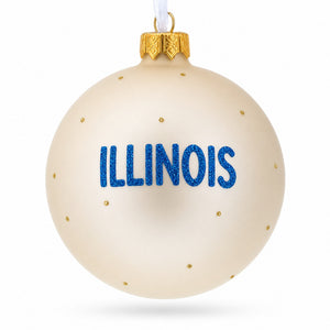 Illinois State, USA Glass Ball Christmas Ornament 4 Inches