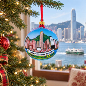 Star Ferry, Hong Kong Glass Ball Christmas Ornament 4 Inches
