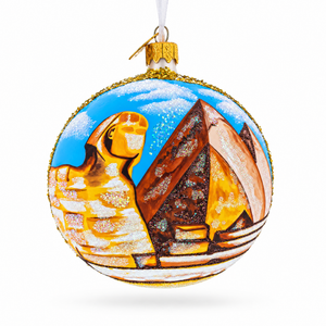 Pyramids and Great Sphinx of Giza, Egypt Glass Ball Christmas Ornament 4 Inches
