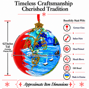Santorini, Thira Island, Greece Glass Ball Christmas Ornament 4 Inches