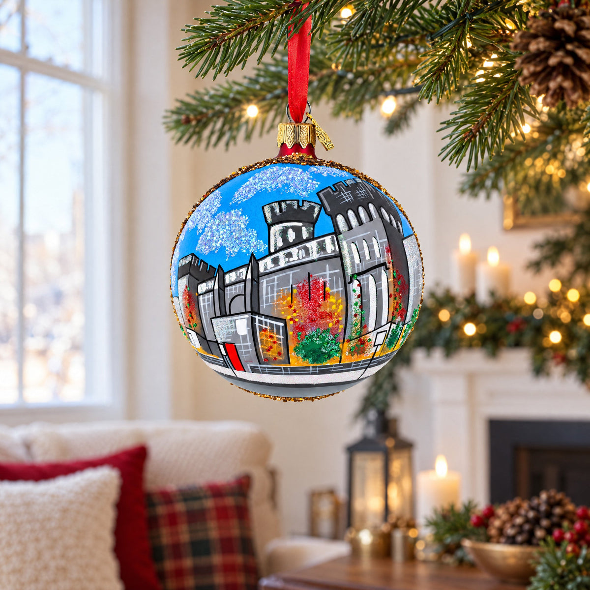 History Museum, Philadelphia, Pennsylvania Glass Ball Christmas Ornament 4 Inches