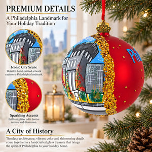 History Museum, Philadelphia, Pennsylvania Glass Ball Christmas Ornament 4 Inches