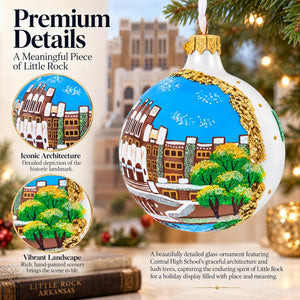 Central High School National Historic Site, Little Rock, Arkansas Glass Ball Christmas Ornament 3.25 Inches