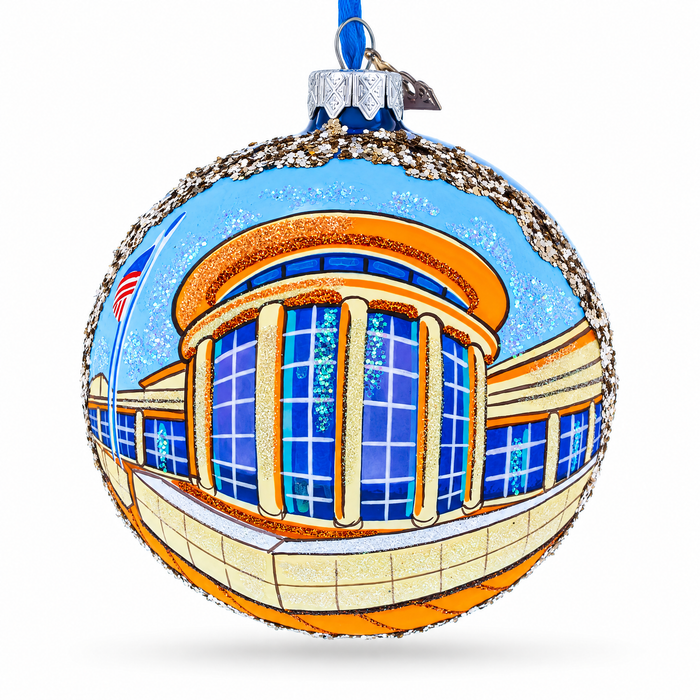 Abraham Lincoln Presidential Library and Museum, Springfield, Illinois Glass Ball Christmas Ornament 4 Inches