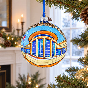 Abraham Lincoln Presidential Library and Museum, Springfield, Illinois Glass Ball Christmas Ornament 4 Inches