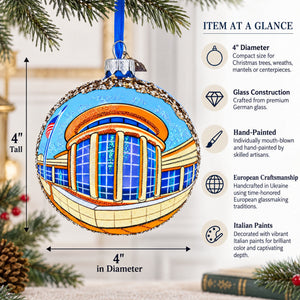Abraham Lincoln Presidential Library and Museum, Springfield, Illinois Glass Ball Christmas Ornament 4 Inches
