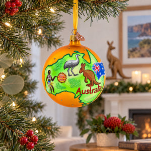 Travel to Australia Glass Ball Christmas Ornament 4 Inches