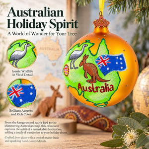 Travel to Australia Glass Ball Christmas Ornament 4 Inches