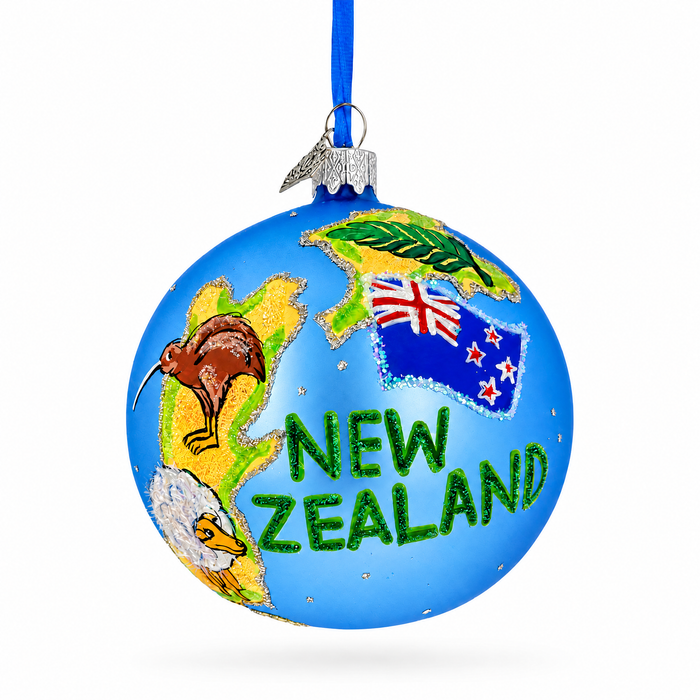Travel to New Zealand Glass Ball Christmas Ornament 4 Inches