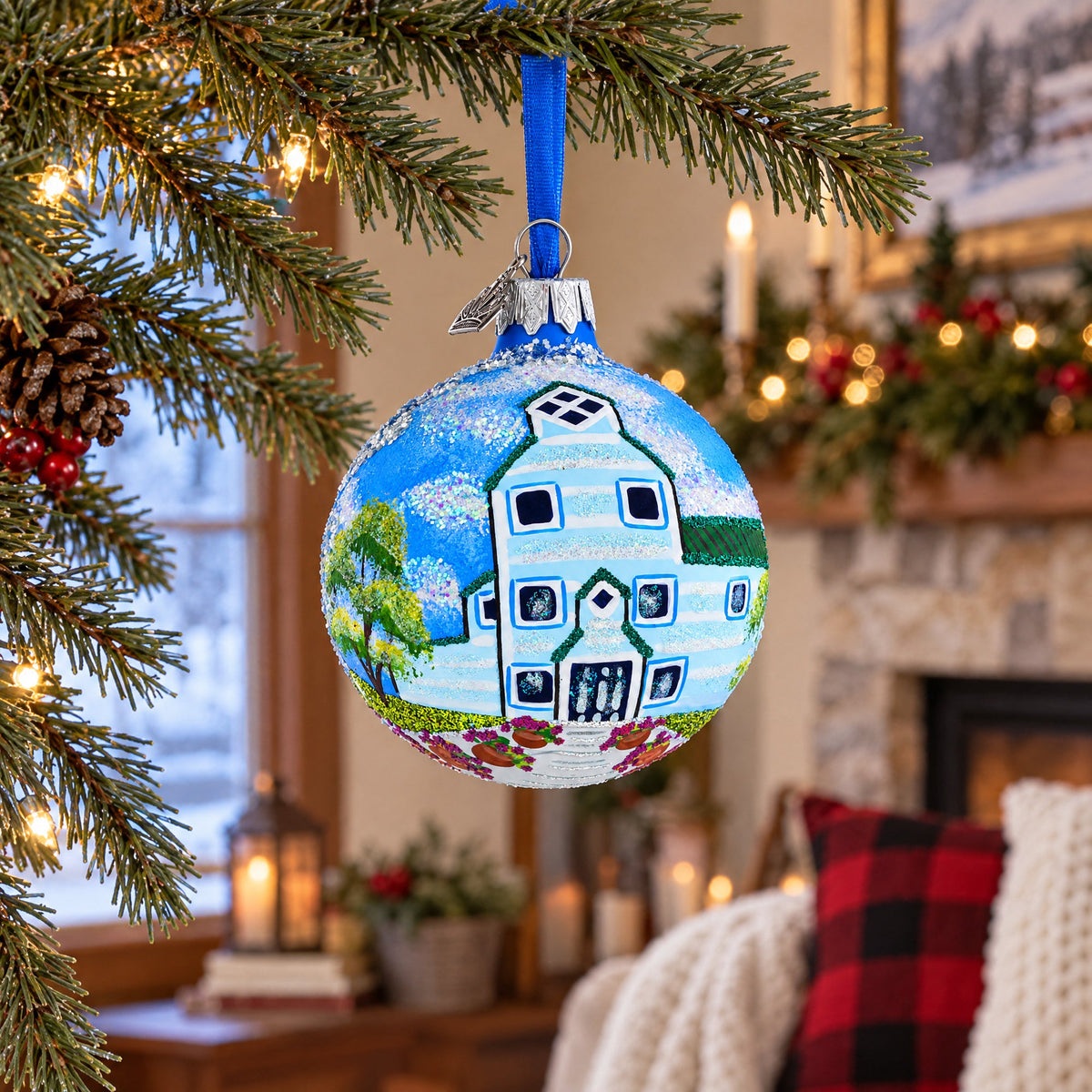 Moorhead Visitors Center, Fargo, North Dakota Glass Ball Christmas Ornament 3.25 Inches