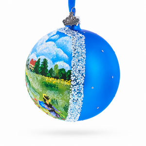 Wild Poppies Painting Glass Ball Christmas Ornament 4 Inches