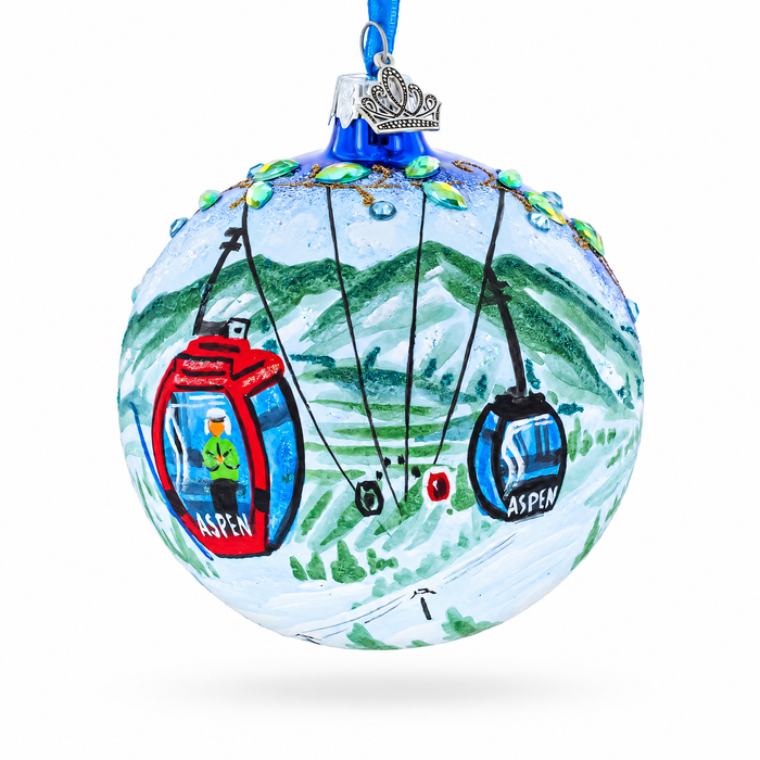 Aspen Snowmass Ski Resort, Colorado Glass Ball Christmas Ornament 4 Inches
