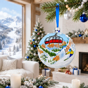 Jackson Hole Ski Resort, Wyoming Glass Ball Christmas Ornament 4 Inches