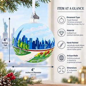 Liberty State Park, Jersey City, New Jersey Glass Ball Christmas Ornament 4 Inches