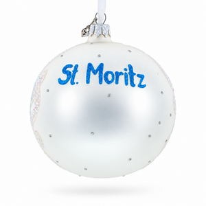 St. Moritz, Switzerland Glass Ball Christmas Ornament 4 Inches