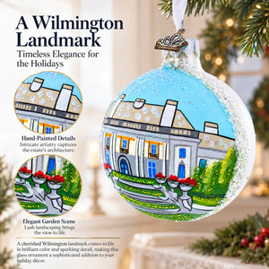 Nemours Estate, Wilmington, Delaware Glass Ball Christmas Ornament 3.25 Inches