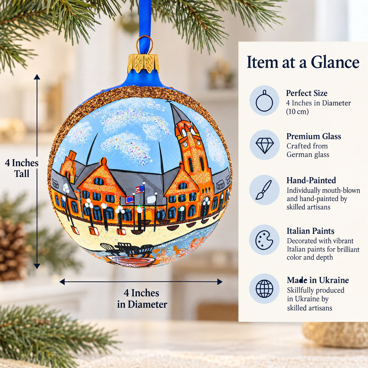 Cheyenne Depot Museum, Cheyenne, Wyoming Glass Ball Christmas Ornament 4 Inches