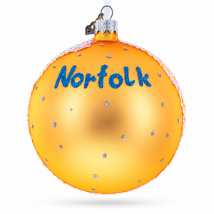 Battleship Wisconsin at Nautilus, Norfolk, Virginia Glass Ball Christmas Ornament 4 Inches