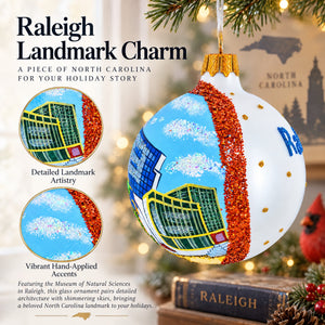 Museum of Natural Sciences, Raleigh, North Carolina Glass Ball Christmas Ornament 3.25 Inches