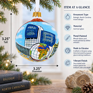 Museum of Natural Sciences, Raleigh, North Carolina Glass Ball Christmas Ornament 3.25 Inches