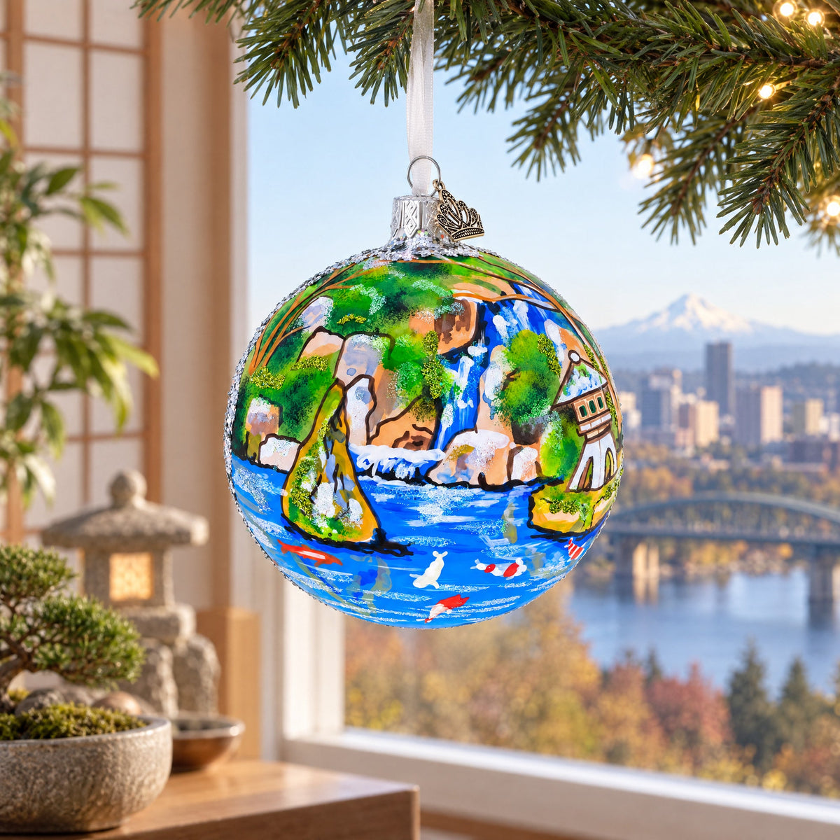 Japanese Garden, Portland, Oregon Glass Ball Christmas Ornament
