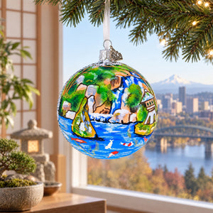 Japanese Garden, Portland, Oregon Glass Ball Christmas Ornament